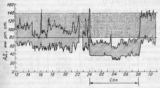 Суточная динамика показателей АД у здорового человека